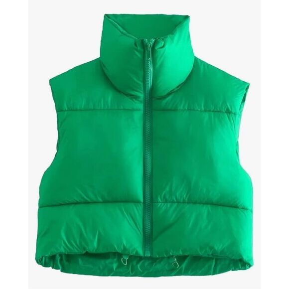 NEW Crop Puffer Vest Winter Lightweight L - Picture 1 of 6